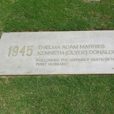 18. Thelma ADAM marries Kenneth (Clyde) DONALDSON in 1945 following the untimely death of her first husband
