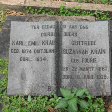 KRAIN Karl Emil 1874-1934 &amp; Gertrude Suzannah FOURIE 1883-1925