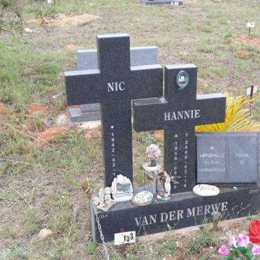 MERWE Nic, van der 1942- &amp; Hannie 1950-2006