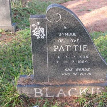 BLACKIE Pattie 1934-1984