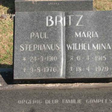 BRITZ Paul Stephanus 1910-1976 &amp; Maria Wilhelmina 1915-1979
