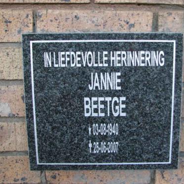 BEETGE Jannie 1940-2007