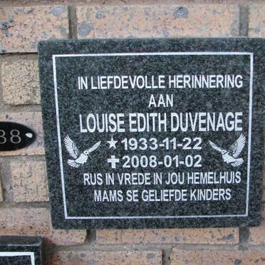 DUVENAGE Louise Edith 1933-2008