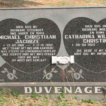 DUVENAGE Michael Christiaan Jacobze 1918-1992 &amp; Chatharina Wilhelmina Christina 1925-