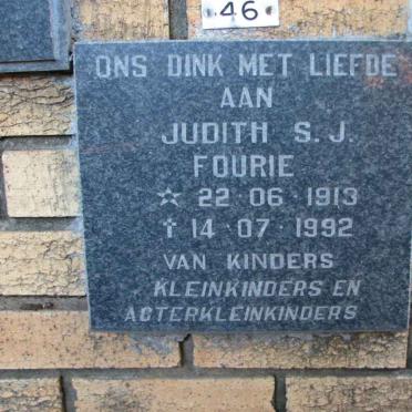 FOURIE Judith S.J. 1913-1992