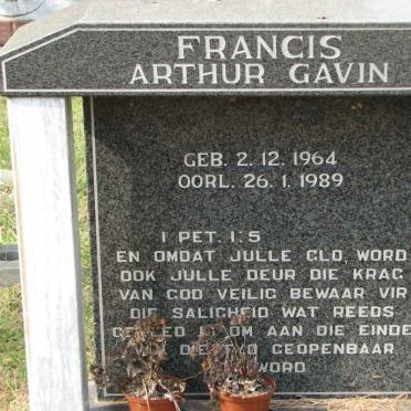 FRANCIS Arthur Gavin 1964-1989