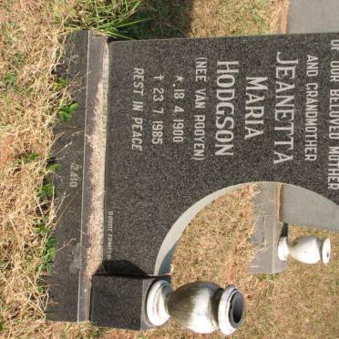 HODGSON Jeanetta Maria nee VAN ROOYEN 1900-1985