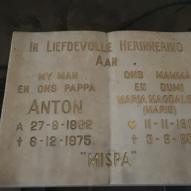 KEYTER Antonie Petrus 1932-1975 &amp; Maria Magdalena 1938-2019