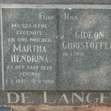 LANGE Gideon Christoffel, de 1910-  &amp; Martha Hendrina  1921-1966
