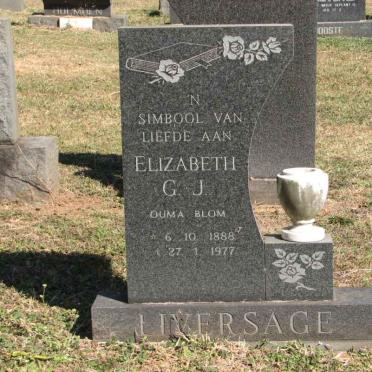 LIVERSAGE Elizabeth G.J. 1888-1977