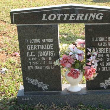 LOTTERING Gabriel S.P. 1909-2004 &amp; Gertrude E.C. DAVIS 1921-2002