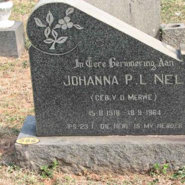 NEL Johanna P.L. nee VAN DER MERWE 1918-1964