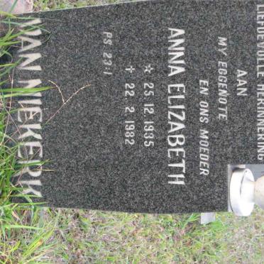 NIEKERK Anna Elizabeth, van 1935-1982