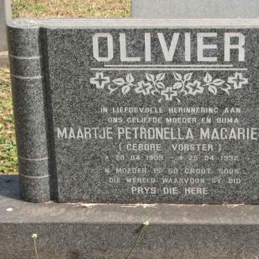 OLIVIER Maartje Petronella Magarietha nee VORSTER 1909-1992