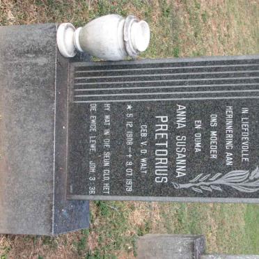 PRETORIUS Anna Susanna nee VAN DER WALT 1908-1979