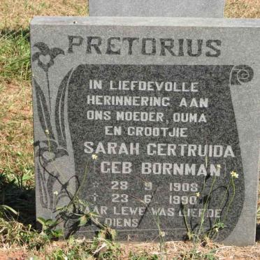 PRETORIUS Sarah Gertruida nee BORNMAN 1908-1990