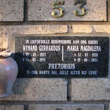 PRETORIUS Wynand Gerhardus 1927-1993 &amp; Maria Magdalena 1928-2004
