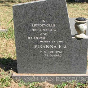 RENSBURG Susanna K.A., Jansen van 1913-1990