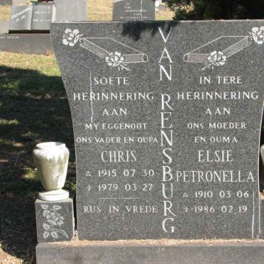 RENSBURG Chris, van 1915-1979 &amp; Elsie Petronella 1910-1986