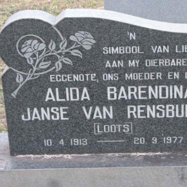 RENSBURG Alida Barendina, Janse van nee LOOTS 1913-1977