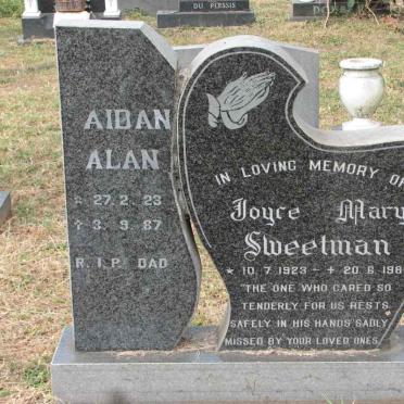 SWEETMAN Aidan Alan 1923-1987 &amp; Joyce Mary 1923-1980
