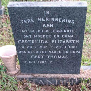 STANDER Gert Thomas 1907- &amp; Gertruida Elizabeth 1907-1981