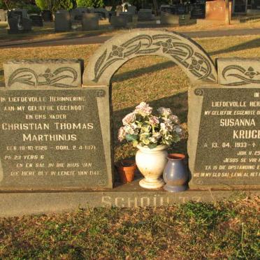 SCHOÜLTZ Christian Thomas Marthinus 1926-1971 &amp; Susanna Lazya KRUGER 1933-1993