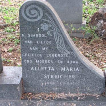 STREIGHER Alletta Maria nee LINDUQUE 1920-19?3