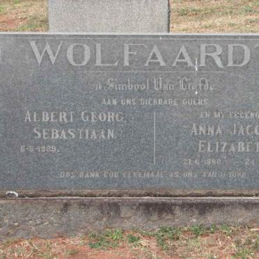 WOLFAARDT Albert George Sebastiaan 1889- &amp; Anna Jacoba Elizabeth 1888-1964