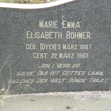 BÖHMER Marie Emma Elisabeth nee DYER 1887-1963