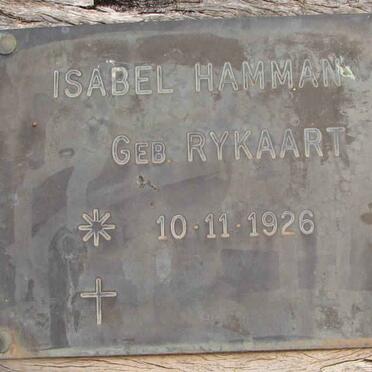 HAMMAN Isabel nee RYKAART 1926-