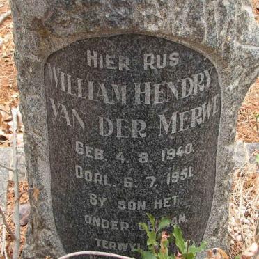 MERWE William Hendry, van der 1940-1951