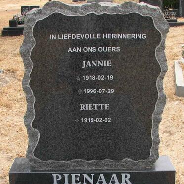 PIENAAR Jannie 1918-1996 &amp; Riette 1919-
