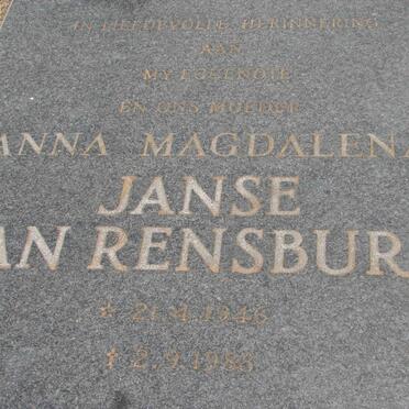 RENSBURG Anna Magdalena, Janse van 1946-1988
