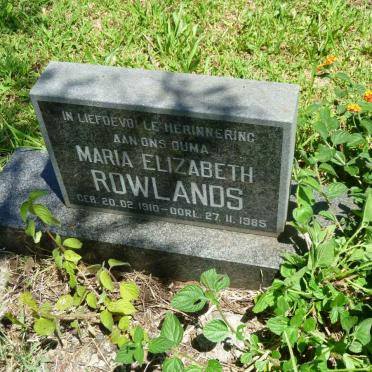 ROWLANDS Maria Elizabeth 1910-1985