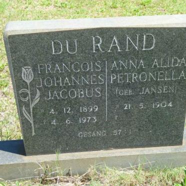 RAND Francois Johannes Jacobus, du 1899-1973 &amp; Anna Alida Petronella JANSEN 1904-