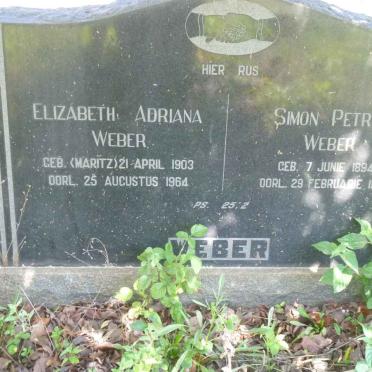 WEBER Simon Petrus 1894-1964 &amp; Elizabeth Adriana MARITZ 1903-1964