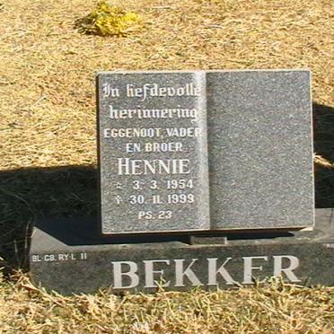 BEKKER Hennie 1954-1999