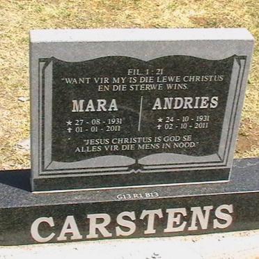 CARSTENS Andries 1931-2011 &amp; Mara 1931-2011