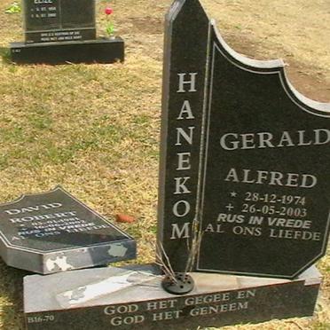 HANEKOM Gerald Alfred 1974-2003 :: HANEKOM David Robert 1981-2002