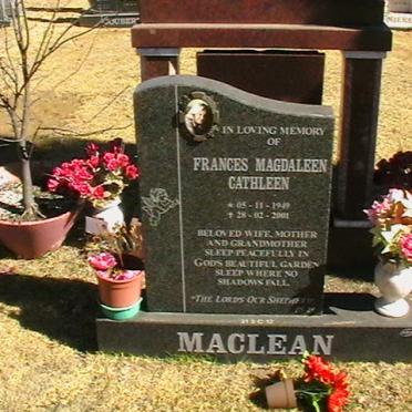 MACLEAN Frances Magdaleen Cathleen 1949-2001