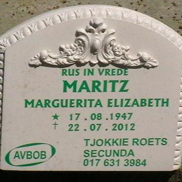 MARITZ Marguerita Elizabeth 1947-2012