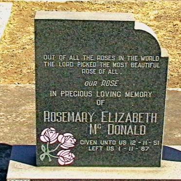 McDONALD Rosemary Elizabeth 1951-1987