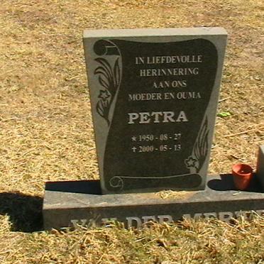 MERWE Petra, van der 1950-2000