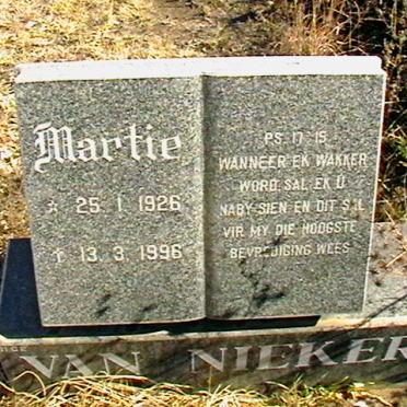 NIEKERK Martie, van 1926-1996
