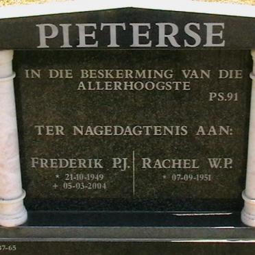 PIETERSE Frederik P.J. 1949-2004 &amp; Rachel W.P. 1951-