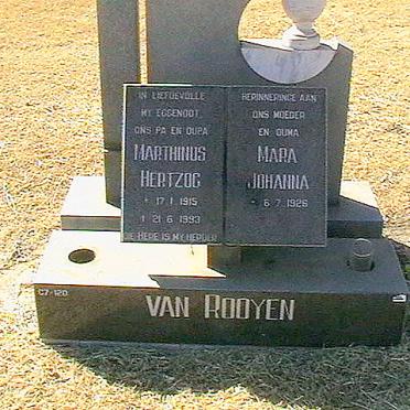 ROOYEN Marthinus Hertzog, van 1915-1993 &amp; Mara Johanna 1926-