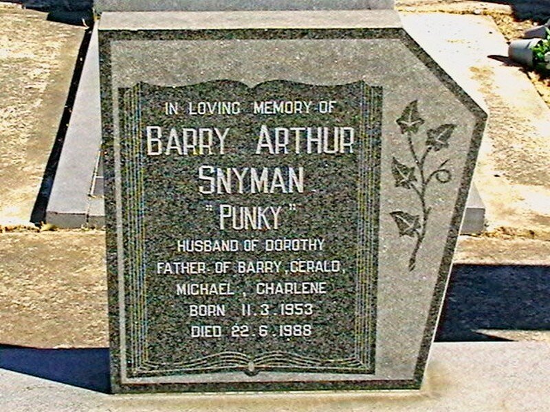 SNYMAN Barry Arthur 1953-1988
