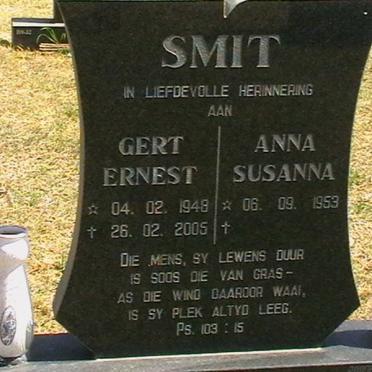 SMIT Gert Ernest 1948-2005 &amp; Anna Susanna 1959-