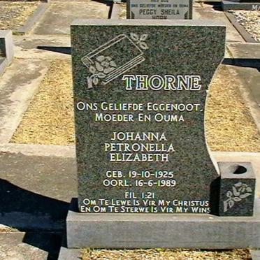 THORNE Johanna Petronella Elizabeth 1925-1989